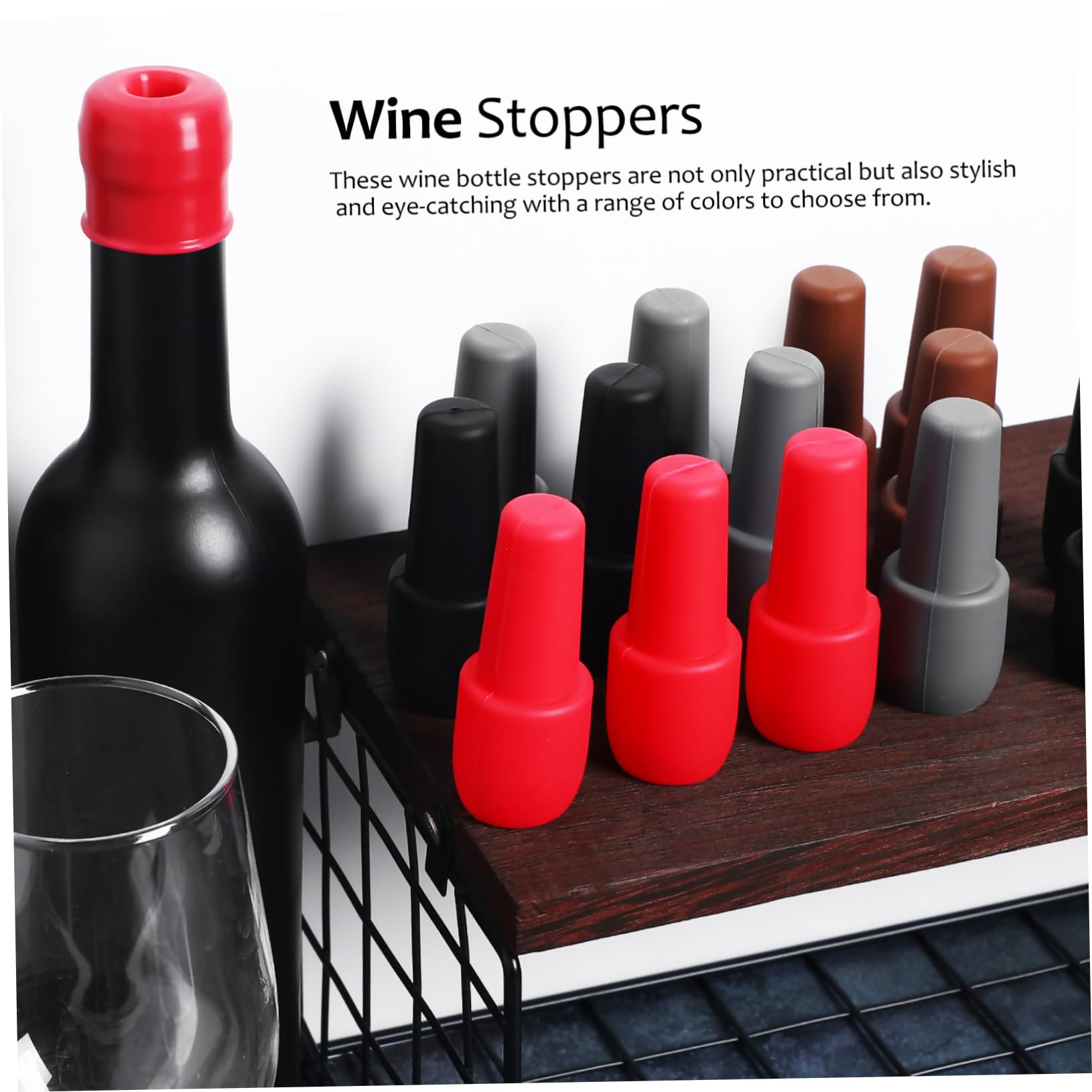 Amosfun 64 STK Weinverschluss aus Silikon weinprobe weinverkostung Getränkekorken Wiederverwendbare Weinkorken Weinstopper Weinflaschenverschlüsse aus Silikon Flaschenverschluss Kieselgel