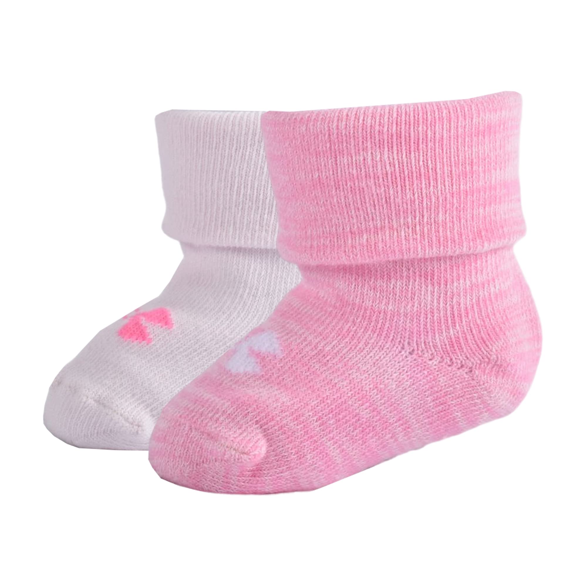 Under Armour Baby Girls Knit Bootie Sock, Pink (2-Pack), 0-6 Months