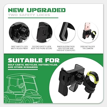 Golf Cart Phone Holder for EZGO Club Car Yamaha, Square and Round Tube