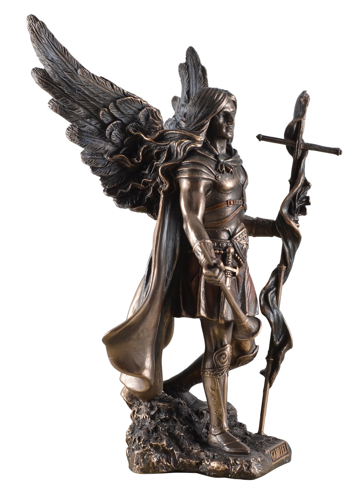 Veronese by Joh. Vogler GmbH Erzengel Gabriel mit Kreuz und Trompete bronziert Figur Engel