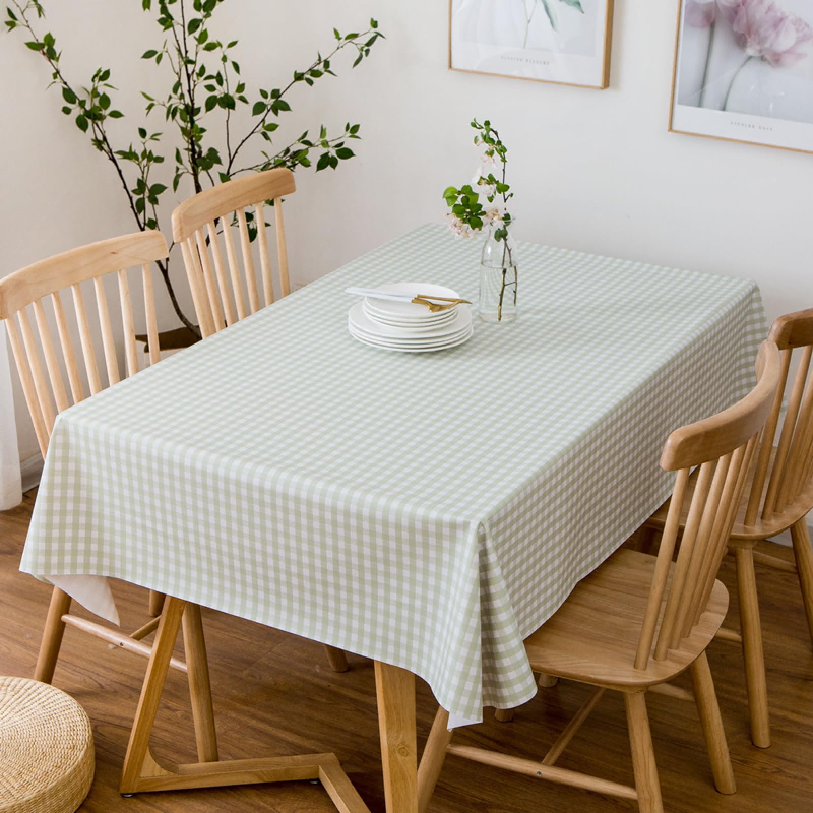 Mantel Impermeable Pequeño Estilo Fresco Anti Hot Soft para Salón Cocina Comedor Antimanchas Green 137 × 220cm