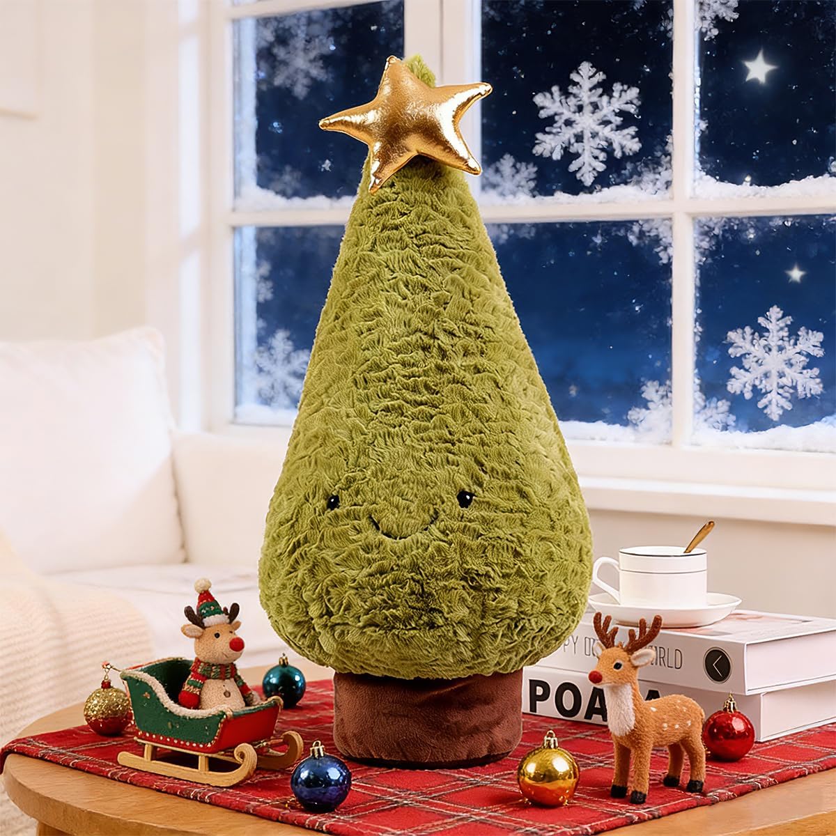 Christmas Tree Plush Stuffed Animal Plush Toy, 15.8" Christmas Pillow Plush Decor Kawaii Birthday Gifts for Kids Girls Boys - Image 3