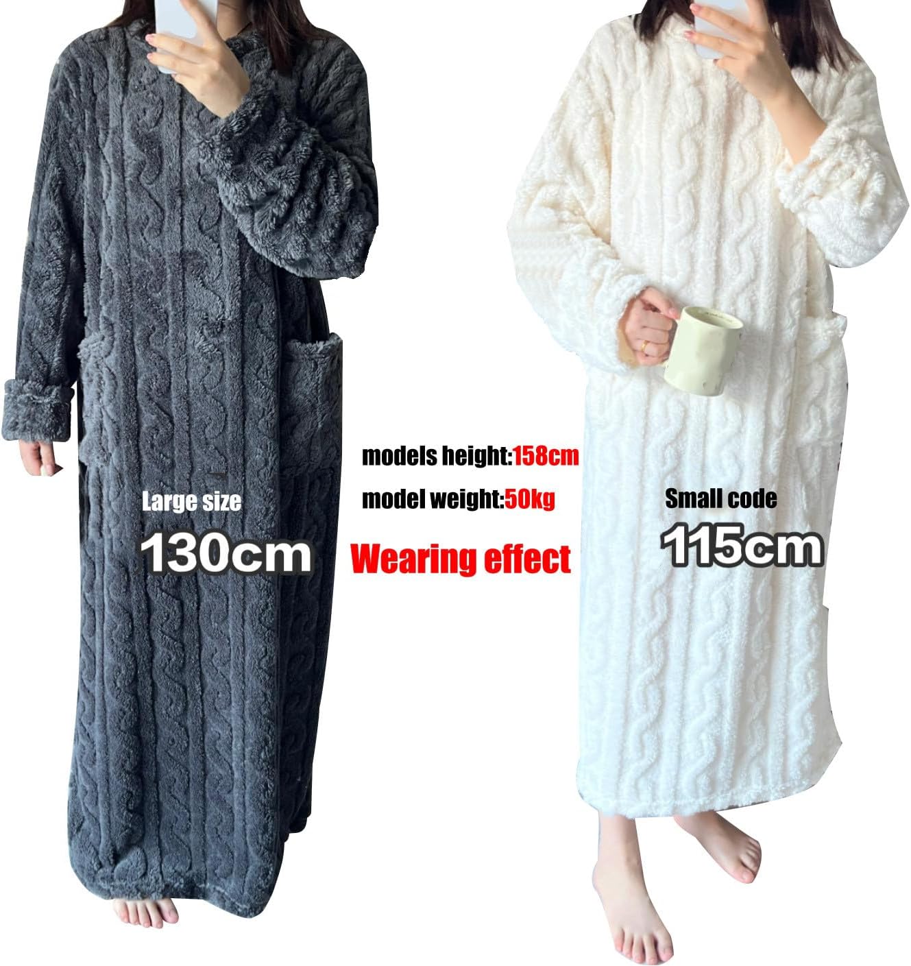 Women's Flannel Nightgown Fuzzy Fleece Cozy Plush Warm Winter Pullover Loungewear Sleepdress O Neck Nightdress - Image 3