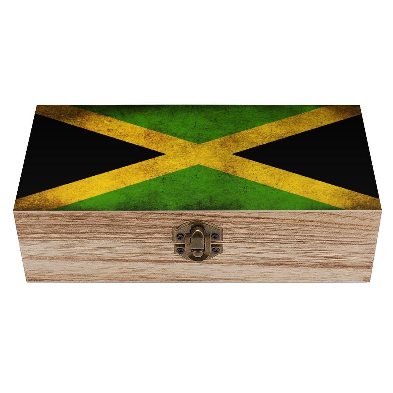 asbwuo Vintage Jamaican Flag Wood Keepsake Box Wooden Box with Hinged Lid