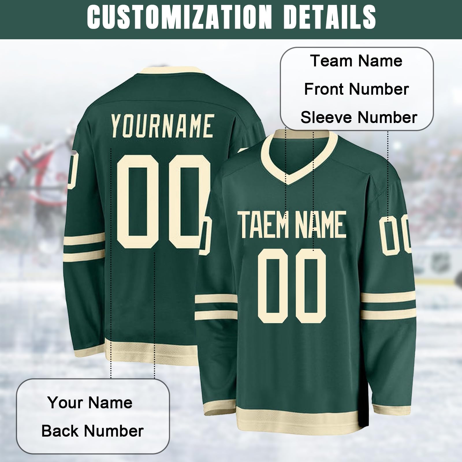 Maglia da Hockey personalizzata,Progetta la tua maglia da Hockey personalizzata con nome/squadra/numero, maglia da Hockey con nome adatto ai regali per bambini e adulti stile 2 KAN0827A