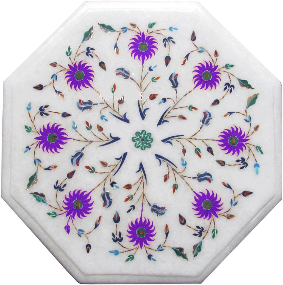crafts look White Marble Side Table Top Handmade Floral Inlay Home Decor