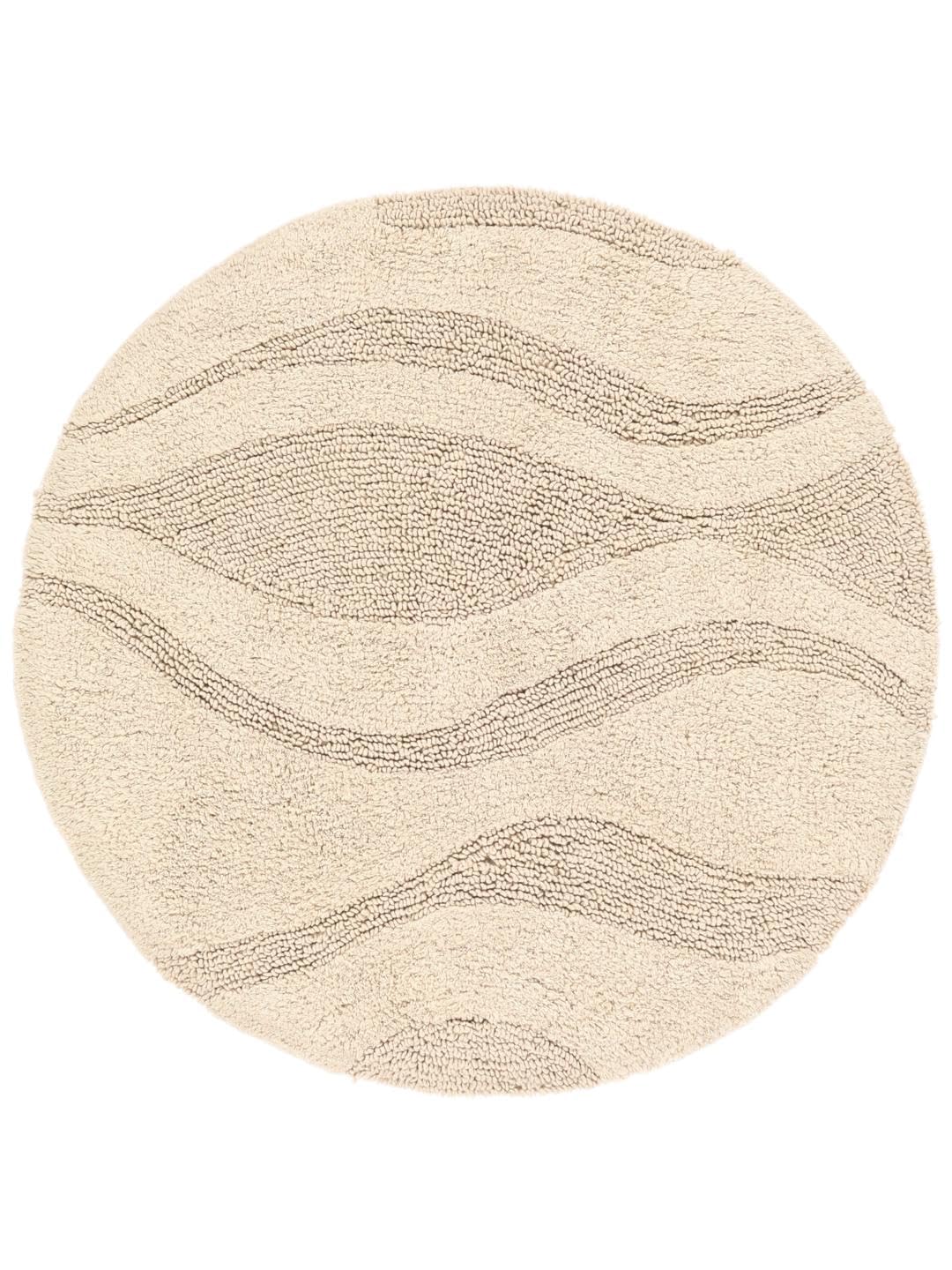 RugVista Breeze Tappetino da bagno, Rotonda, Ø 90 cm, Bianco crema Beige | Moderni, Pelo medio, Lavabile in lavatrice, Oeko-Tex 100, Antiscivolo, Bagno