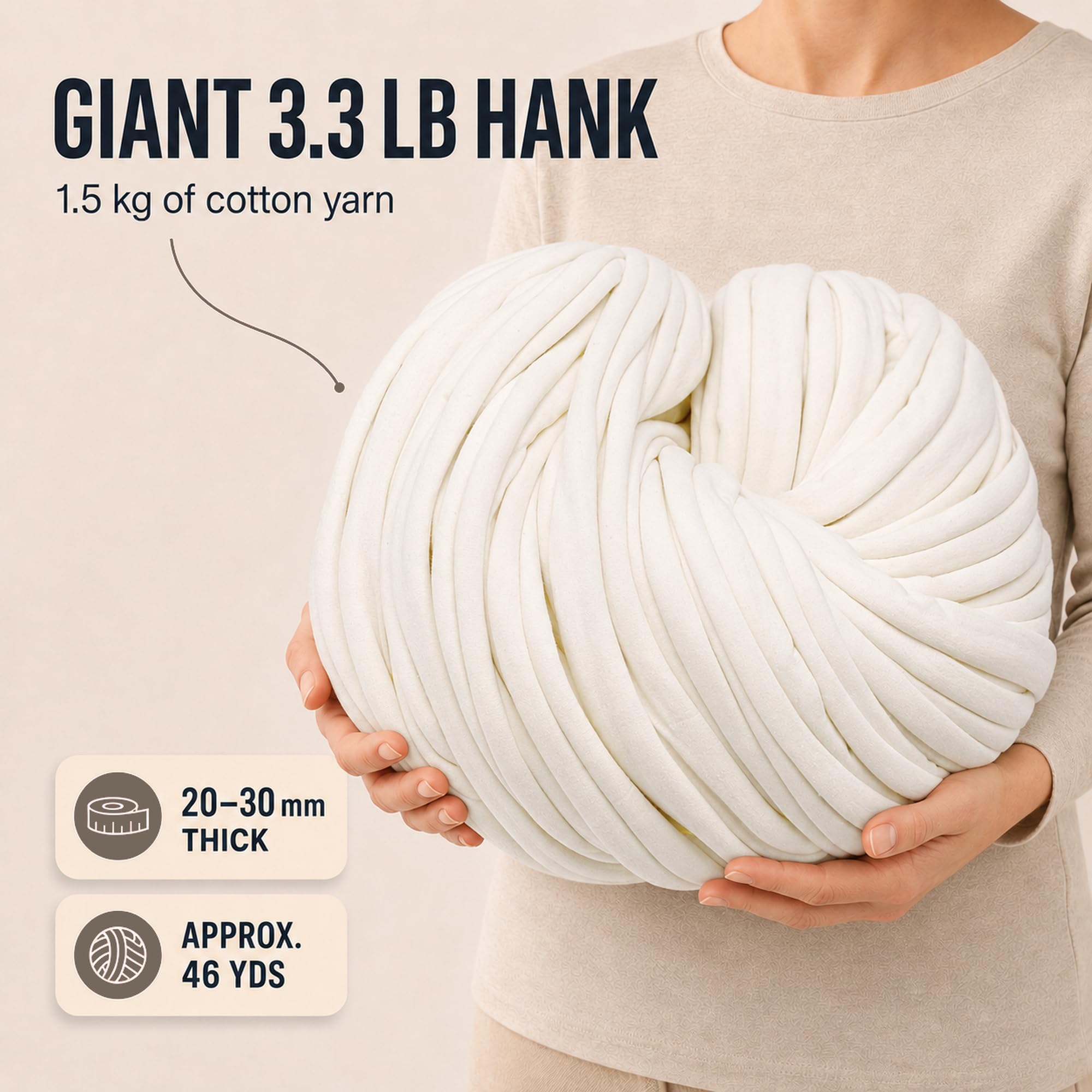 Camiseta de hilo súper voluminoso para tejer manta con peso, almohada, puf, alfombra, alfombra, cestas, edredón, manta, cama para mascotas, valla de cama, helado