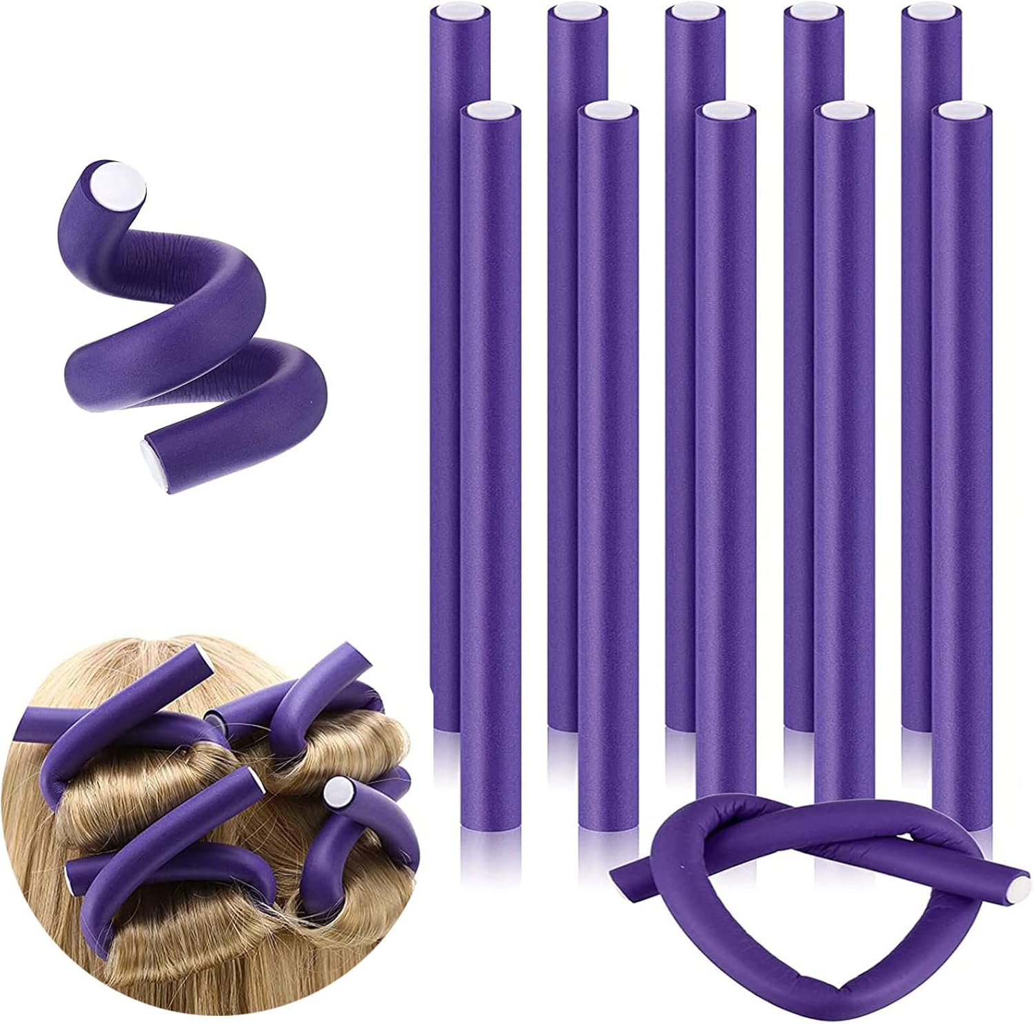 10 Pcs Flexible Curling Rods, Flexi Rods for Hair, Twist Foam Hair