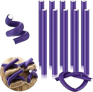 عصا فوم ناعمة غير حرارية مرنة للف الشعر القصير والطويل وتمويجه، 10 قطع للنساء والبنات (أرجواني)