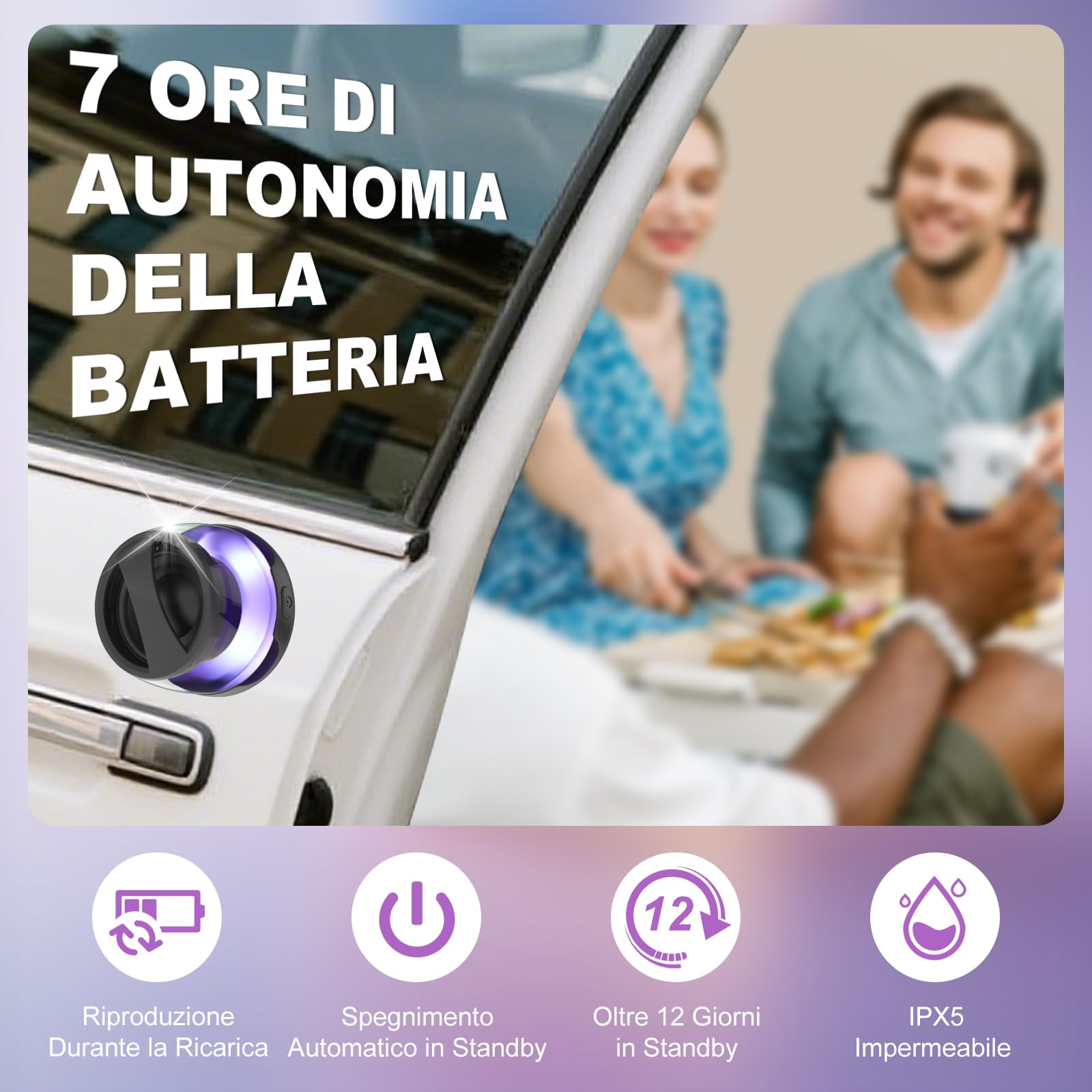 mumisuto Altoparlante Bluetooth Magnetico, Cassa Bluetooth Portatile con Suono Surround 3D e Luce RGB, Speaker Bluetooth Impermeabile IPX5, con Funzione di Supporto Telefono, Accoppiamento TWS