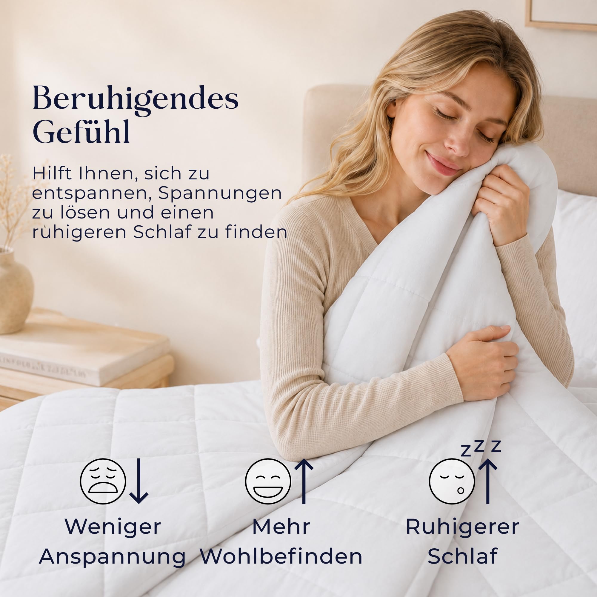 Dreamzie Gewichtsdecke 135x200 - Gewichtsdecke 8kg, Oeko-Tex, mit Bezug aus 100% Baumwolle - Weighted Blanket Decke Zum Schlafen, Oeko-Tex