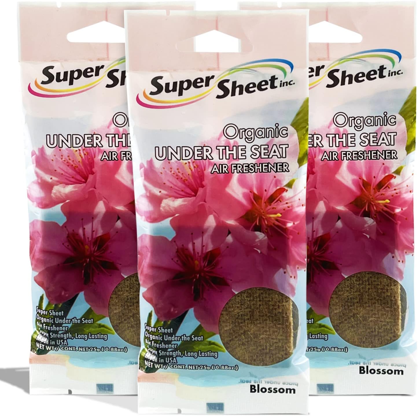 Super Sheet, Organic Under the Seat Car Air Freshener, Long Lasting Fragrance, Cranberry Scent, 6 Pack
