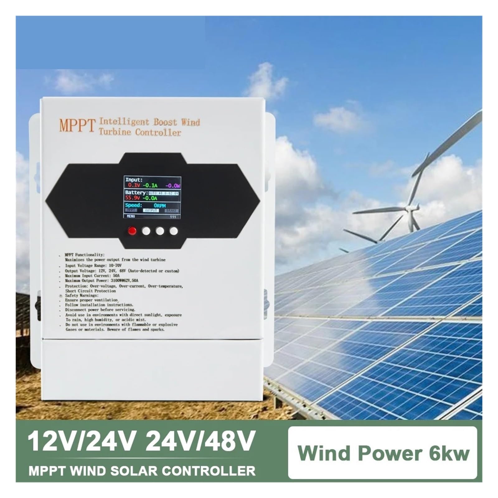 6KW Podwójny MPPT Wiatrowy System Hybrydowy Kontroler Ładowania 12V 24V I 48V Automatyczna Regulacja Domowa Energia Wiatrowa