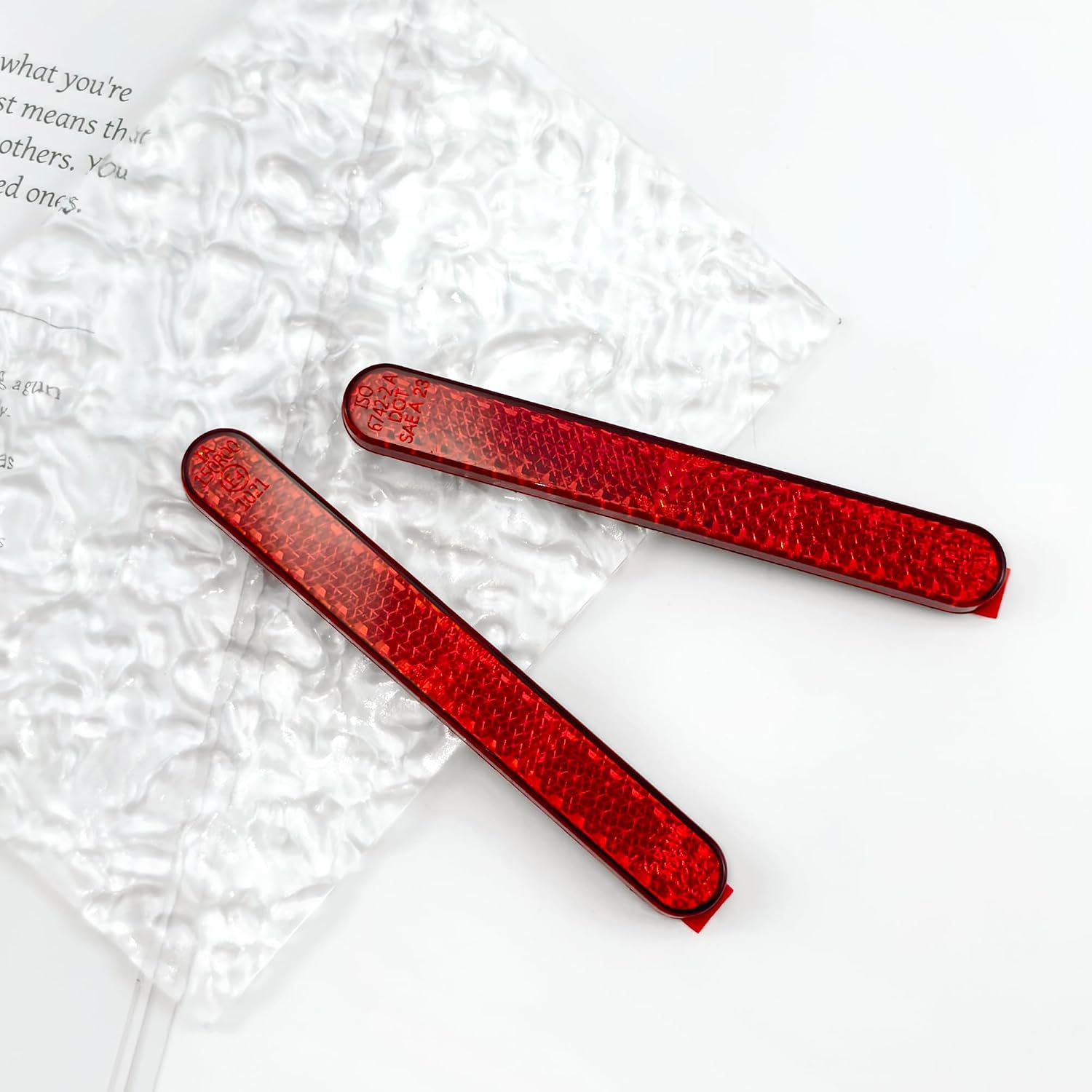 BlingKingdom 2 PCS Self-Adhesive Motorcycle Safety Reflectors High-Intensity Red License Plate Reflectors for Bicycle, Cars, Trucks, Trailer, Boat