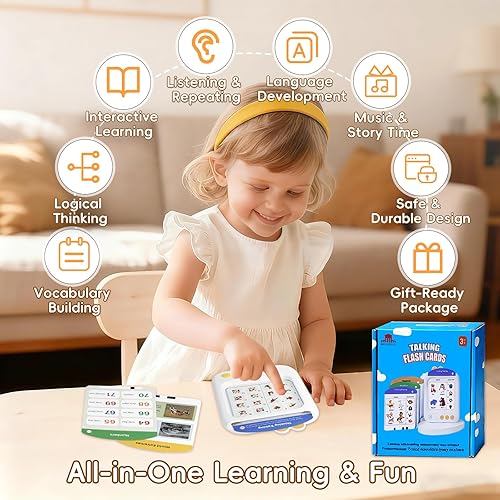 Miniatura 2 de Tarjetas didácticas parlantes, juguete de aprendizaje Montessori con más de 700 palabras, historias y canciones integradas, tarjetas didácticas para