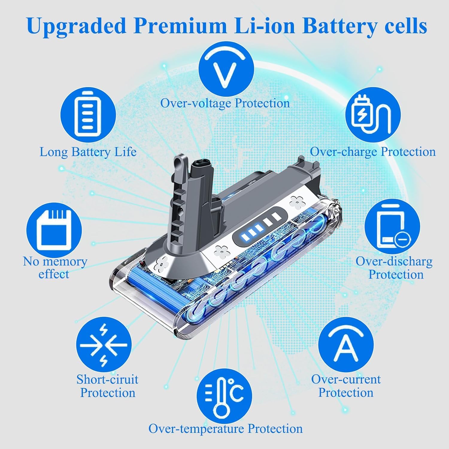 DTK 25.2V Batterie pour Dyson V10 Batterie SV12 Compatible avec V10 Fluffy Animal Absolute Motorhead (Non Compatible avec 18V V 10 Slim)