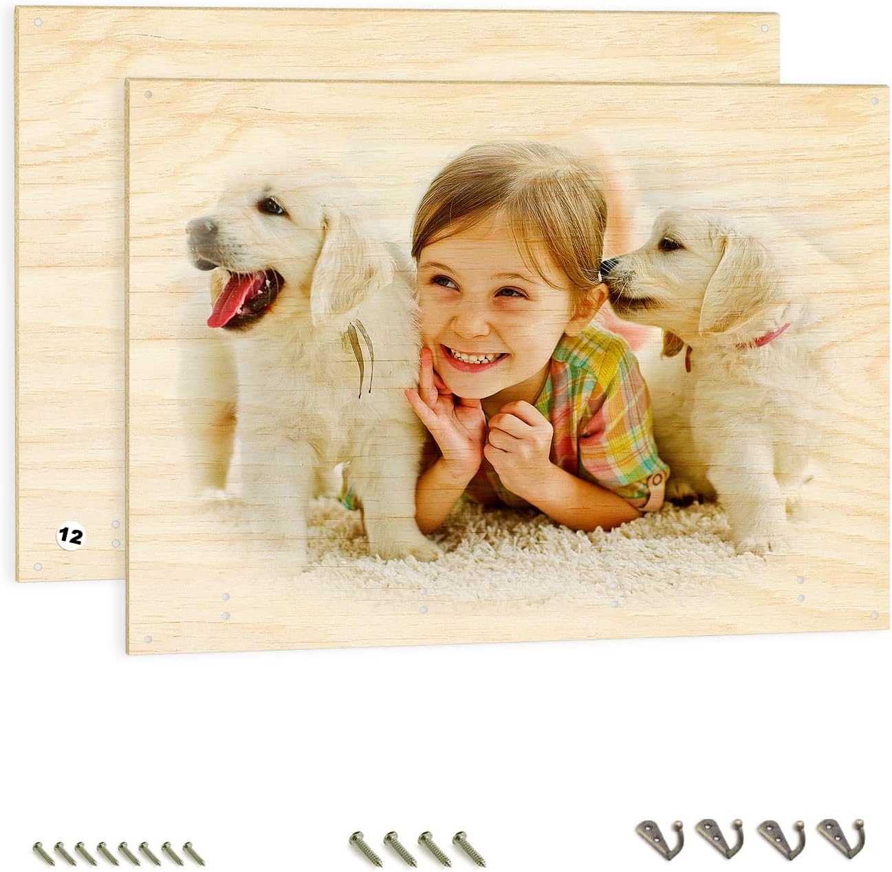 HYHOSHI 6 Pack Sublimation Wood Photo Blanks, 11.8" x 15.7" Unfinished Wood Hanging Board With Hooks for Home Decor, Heat Transfer DIY Design