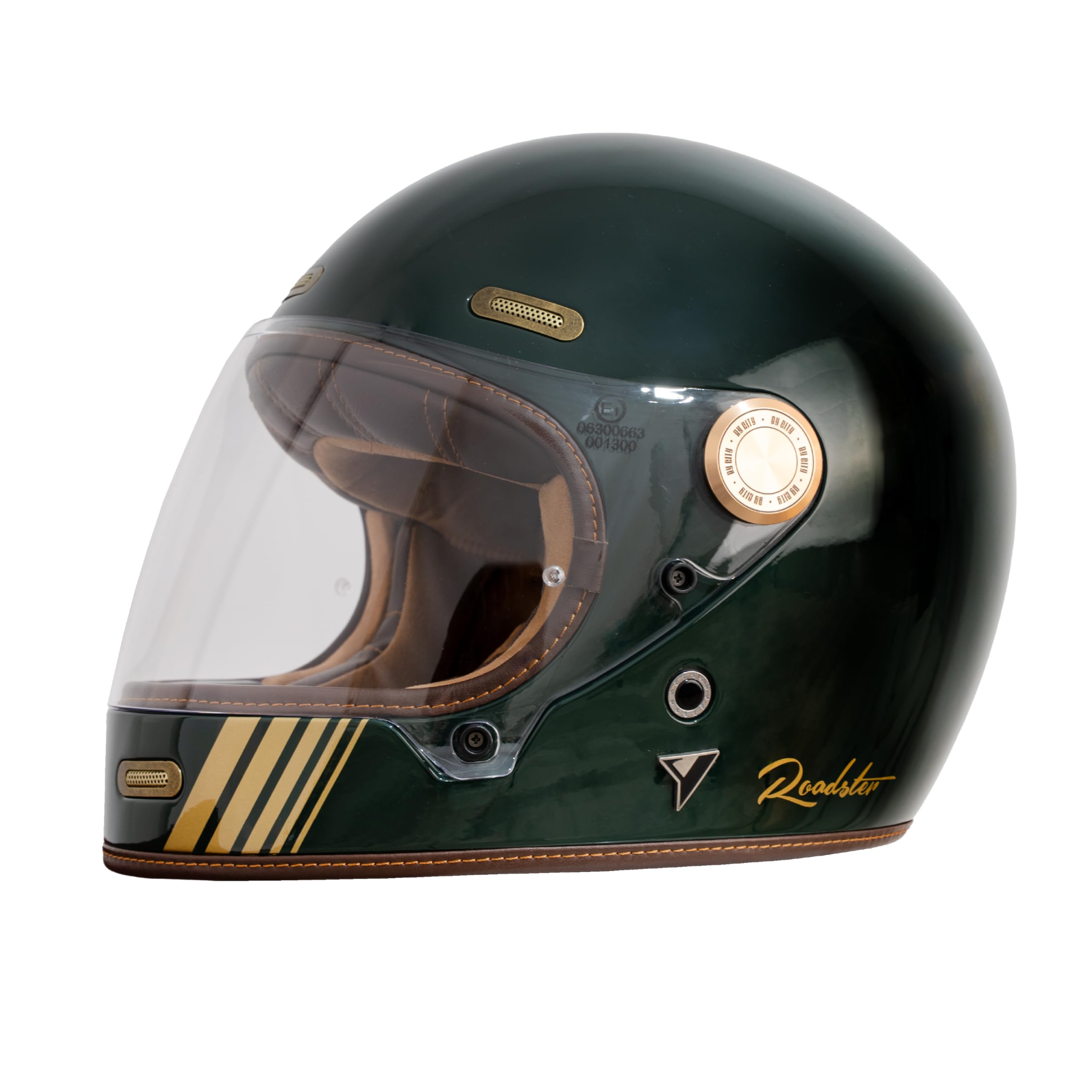 BY CITY - Casco Integral Roadster III - Fibra De Vidrio Resistente Y Ligera - Relleno Multi-Densidad para Absorción De Impactos - Visor Inyectado con Tratamiento Antivaho - Talla L - Verde Oscuro