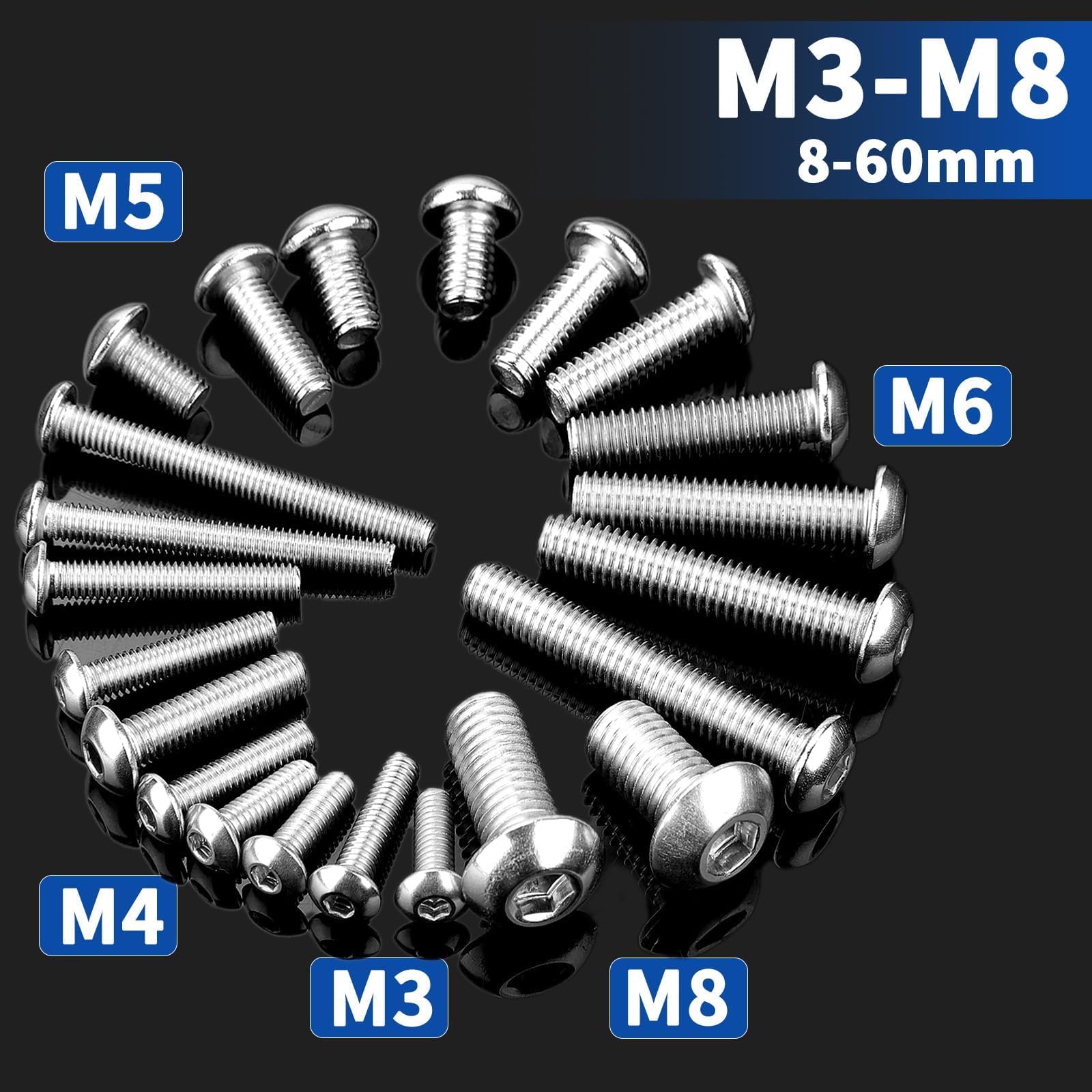 XRXYMQ M6 Bolts 25 Pcs Bolt M6 x 40 mm Hex Socket Button Head Screws Stainless Steel Bolts A2 Machine Screw for Home Furniture Wood Assembly Repair Industrial Electronic - Image 3