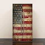 BSPWIRFNZPL Self Adhesive Vinyl Refrigerator Wrap Set Flag Grunge Wall Door Mural Removable Fridge Sticker Peel and Stick Decal Rustic Kitchen Decor, Style 9