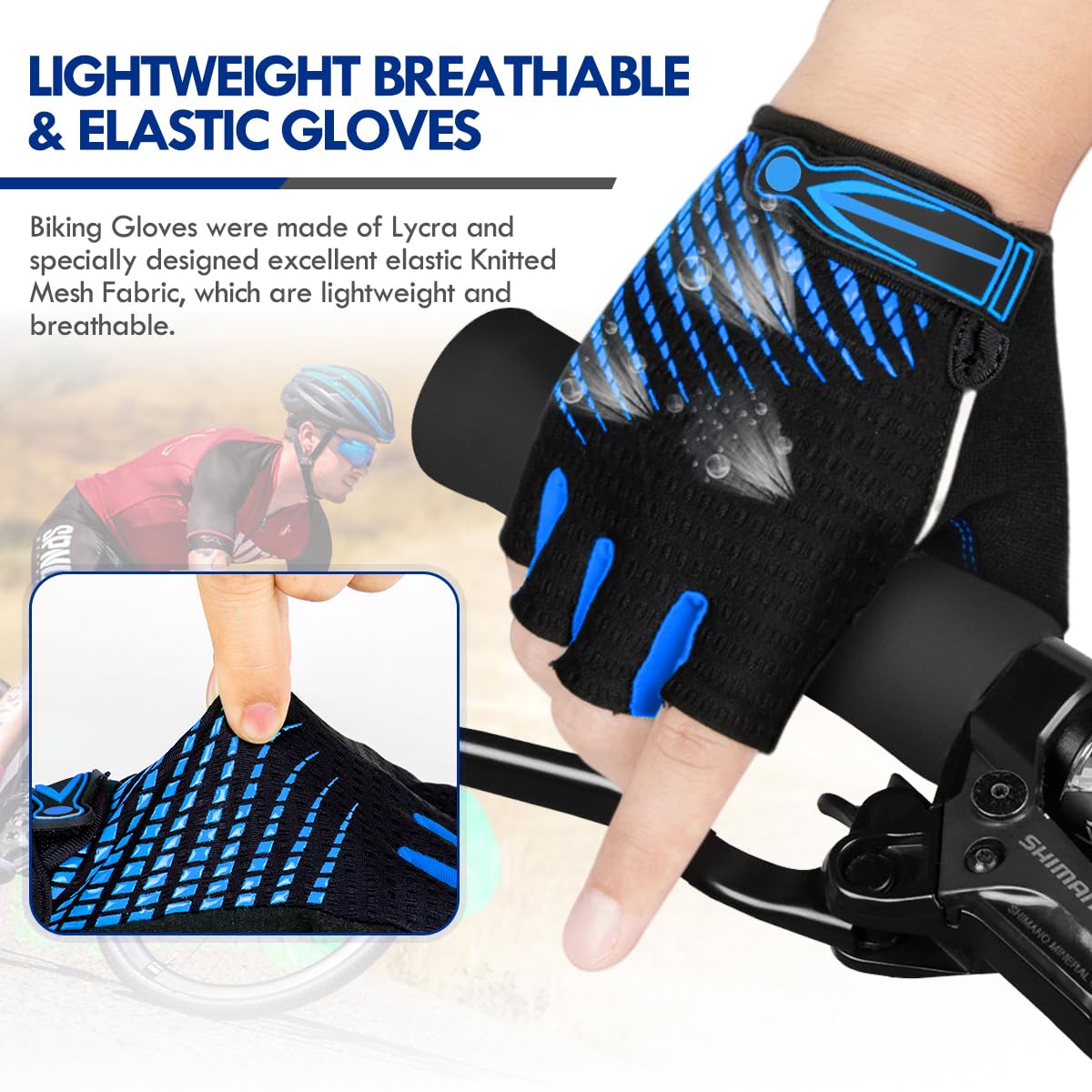 Guantes Ciclismo Medio Dedo Guantes Bicicleta Montaña Guantes Verano Guantes MTB Gel Antideslizante Transpirable Guantes Cortos Ciclismo Carretera para Hombre y Mujer