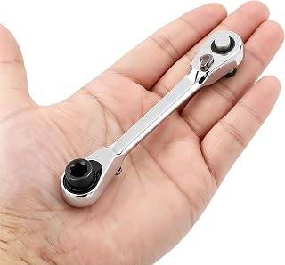 1/4" Mini Flex Head 72T Ratchet Wrench for Tight & Hard-to-Reach Spaces | 5° Swing,72 Tooth,Screwdriver & Socket Dual Use,Heat Treated Chrome Steel,Anti-Rust,Quick Release,For Auto/Bike/Repair/DIY