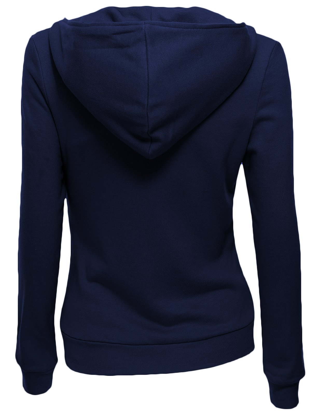 DOUBLJU Women's Lightweight Zip-Up Hoodie - Thin Plus Size Jacket Navy Blue Large 3-Color Block - View #10