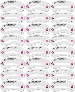 24 PCS Eyebrow Shaping Stencils, Reusable Eyebrows Grooming Stencil Kit, Eyebrow Grooming Stencil Kit Shaping Templates DIY Tools