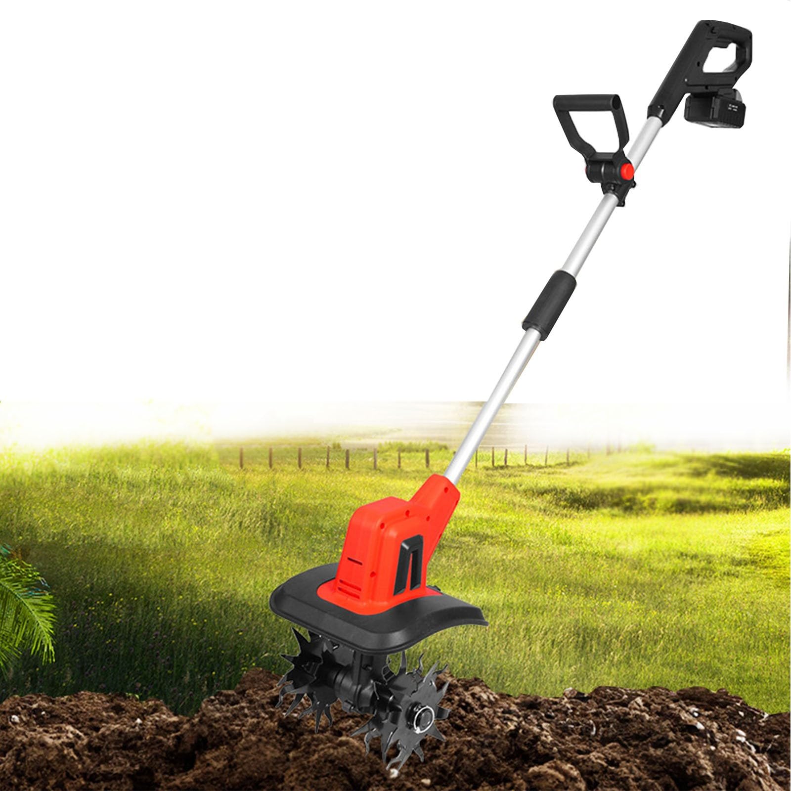 Coltivatore elettrico da 20 V – Coltivatore/Rotacultore da terra da giardino – 4 lame in acciaio, larghezza di lavoro 25 cm, profondità di lavoro 22 cm