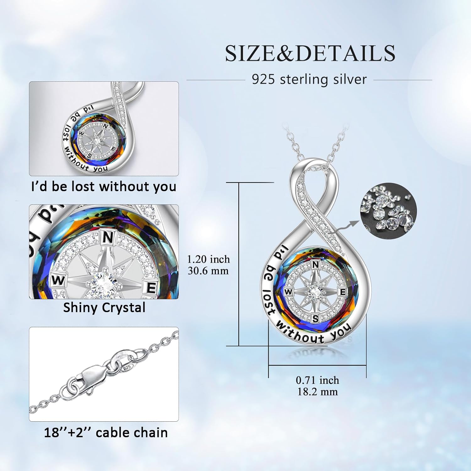 TOUPOP Valentines Day Gifts Compass Necklace for Women Sterling Silver I'd be Lost without You Necklaces Wedding Anniversary Birthday Jewelry for Her Wife Girlfriend - Image 6