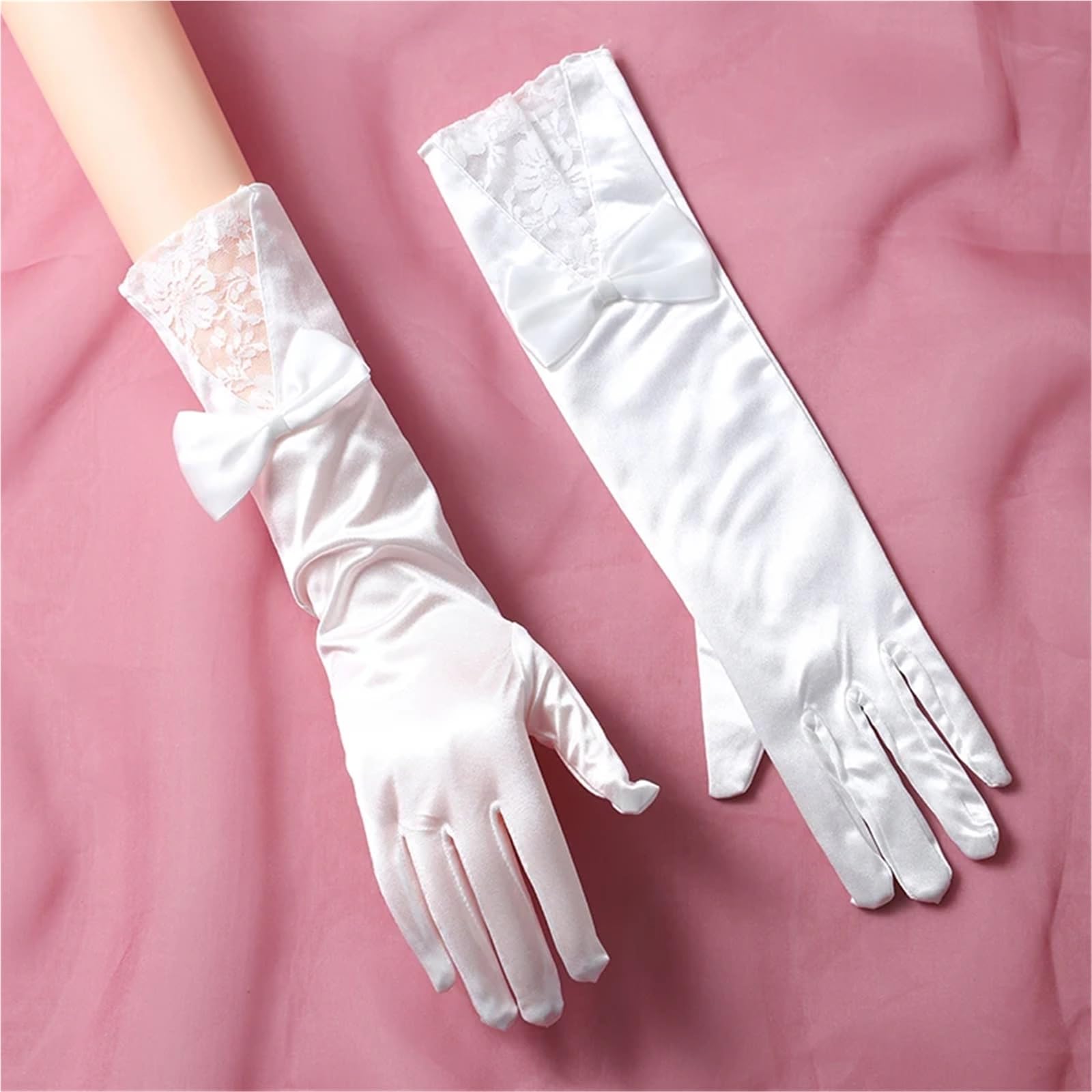 2 paia di guanti da sposa lunghi Guanti in raso donna eleganti Per Feste E Balli