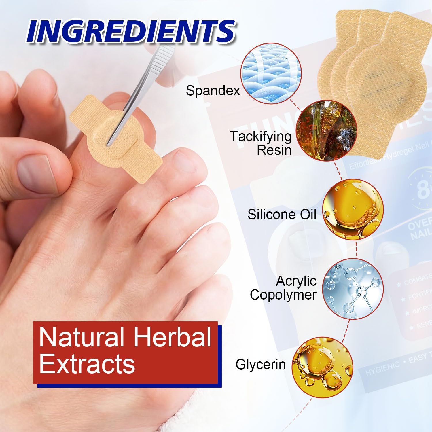 U5L-42 Stück Fungal Nail Patches Nagelpilz Pflaster Zehennagel Korrektur Patch Mehrzweck Pilz Nagel Patches für Beschädigte Nägel und das Erscheinungsbild Verfärbter Nägel (2 Packung)
