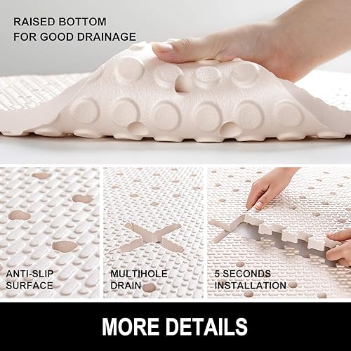Miniatura 5 de BOWERBIRD Tapete de ducha antifatiga original, material de espuma extra grueso y suave, amortigua cómodamente tus pies, cuadrado, 4 azulejos
