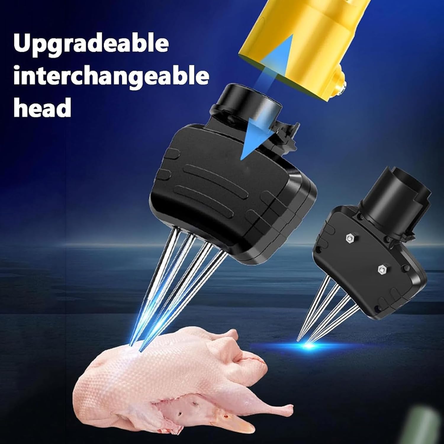 Máquina eléctrica de mano para desplumar aves de corral para pavos y pollos, cono de acero inoxidable, diseño de 4 ejes para una rápida y fácil extracción de plumas