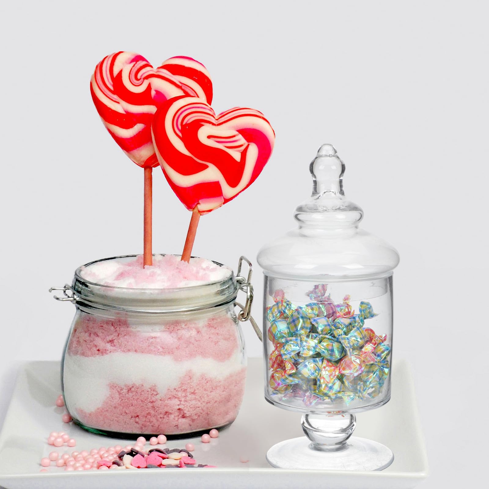 KICHOUSE Tarro de Vidrio para Dulces y Frutos Secos, Ligero y Fácil de Transportar, Adecuado para Decoraciones de Fiesta y Almacenamiento Hogar