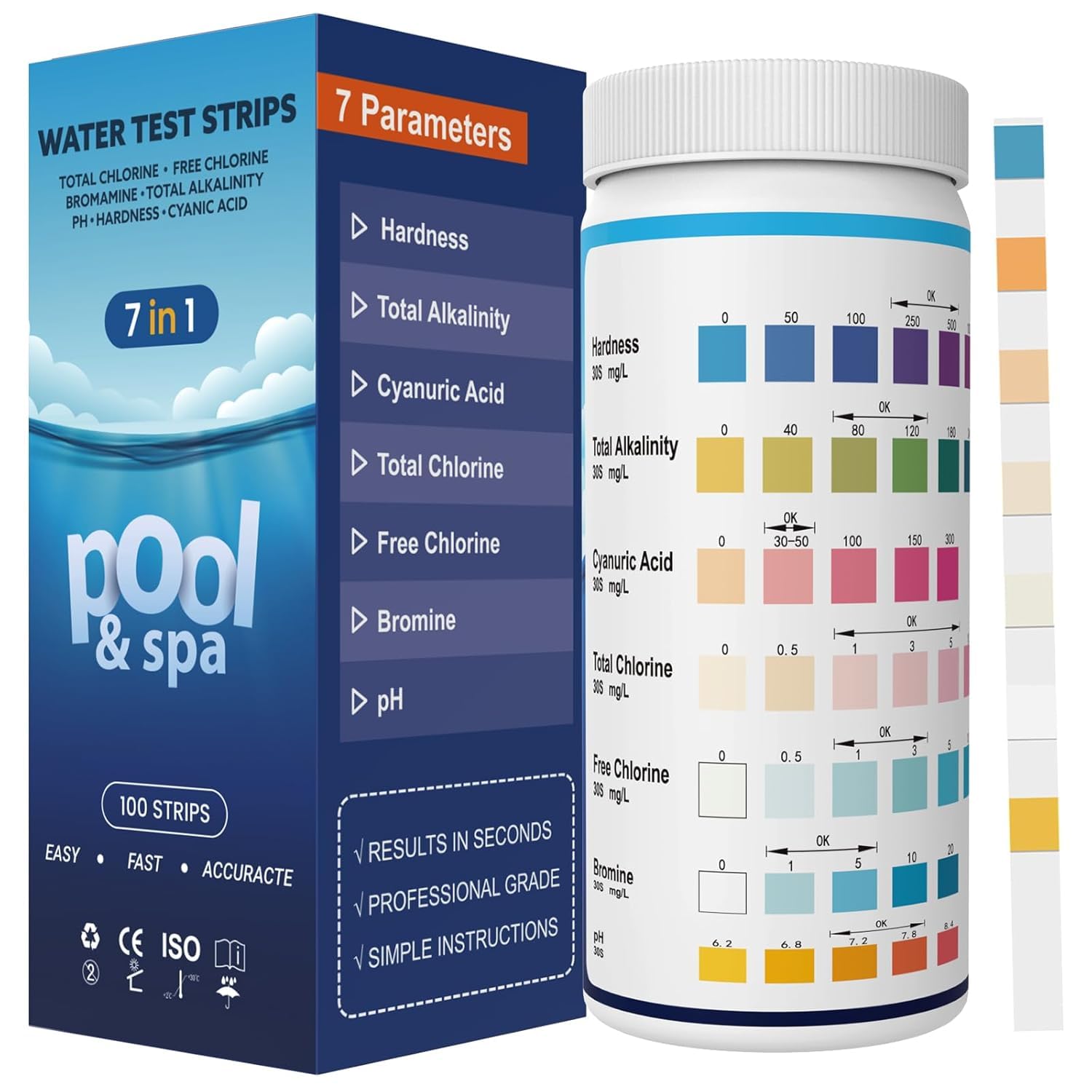 AKSBTEC 8 in 1 Pool Test Strips