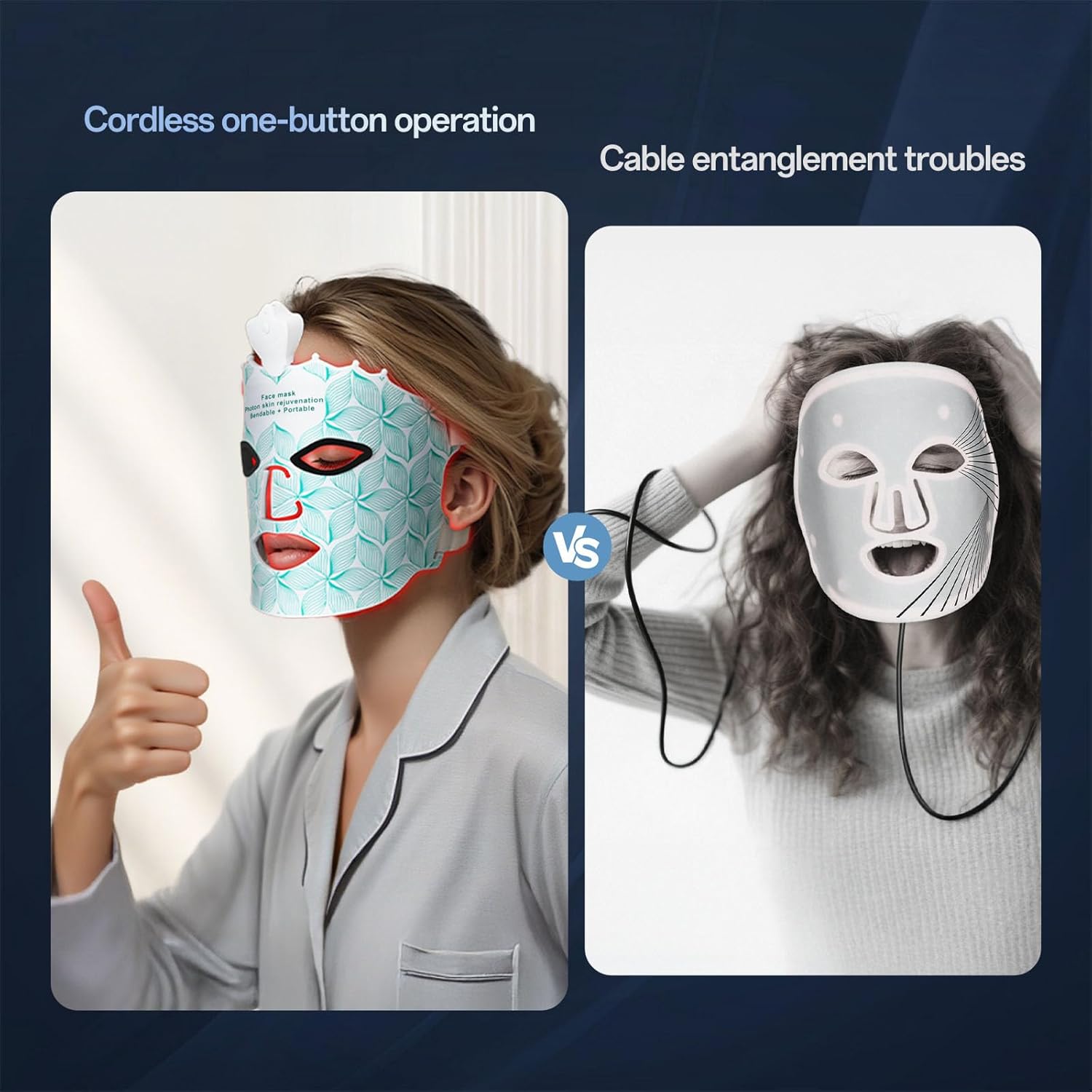 SUERBEATY Red Light Mask for Face, 7 Colors Red Light Mask, Cordless, Soft Flexible, Portable & Lightweight for Home & Travel, Rechargeable Facial Masks for Mom Sister Girlfriend Wife (Green) - Image 3