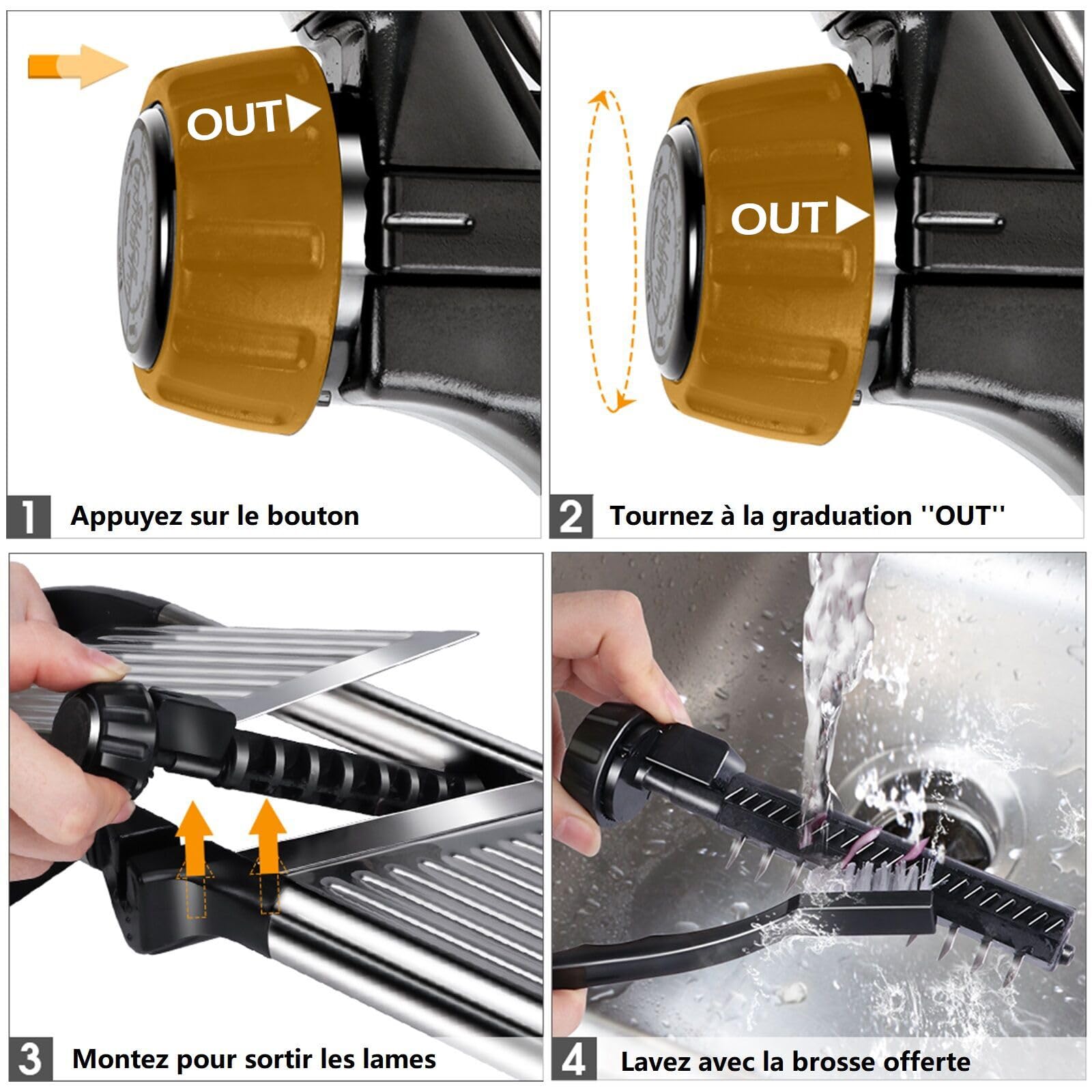 MASTERTOP Adjustable Mandoline Food Slicer,Vegetable Slicer Fruit Cutter,Stainless Steel Kitchen Mandolin,Julienne Slicers for Kitchen Onion Potato, Tomato, Carrot, Vegetable, and Fruit