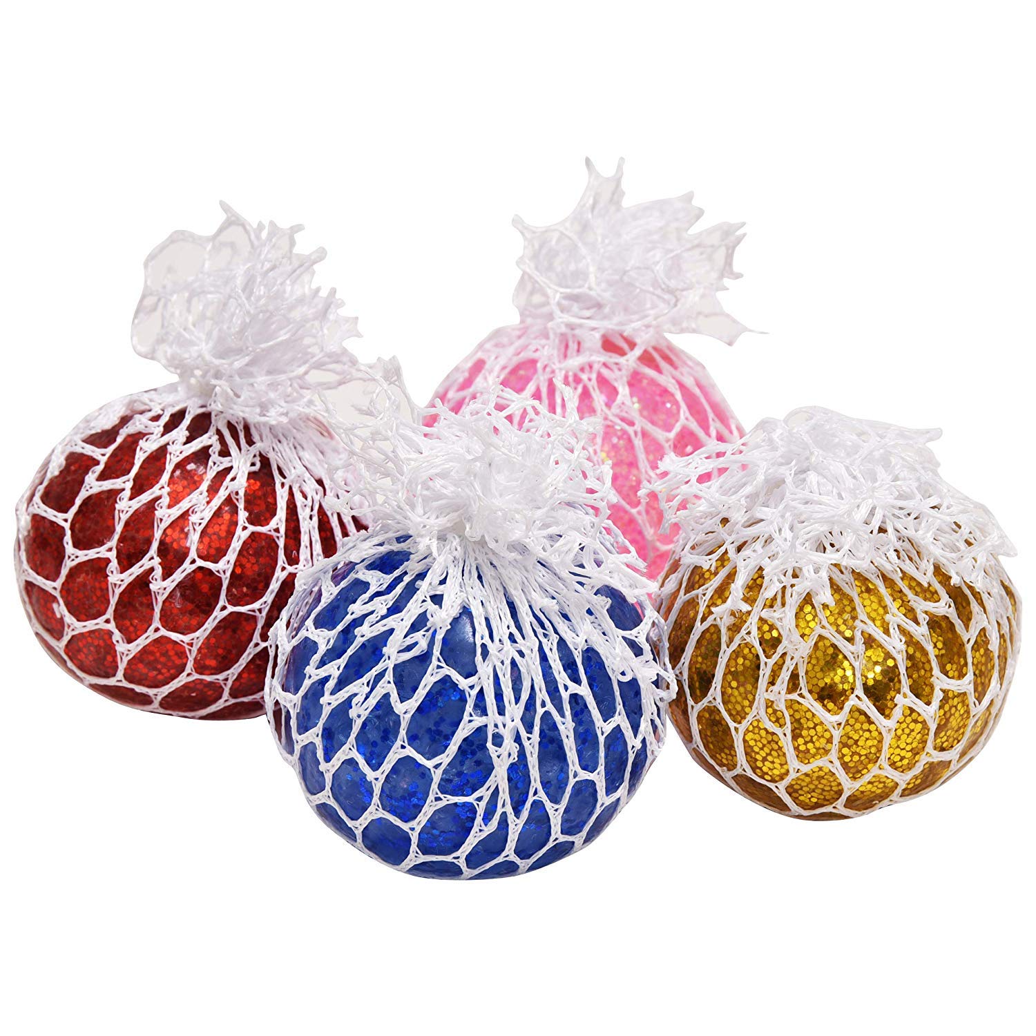 Squish Stress Relief Mesh Squishy Ball Hand-Set of 4