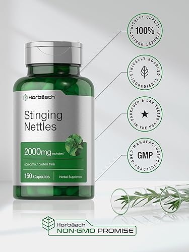 Miniatura 6 de Horbaach Cápsulas de ortiga picante de 2000 mg  150 unidades  Suplemento de extracto de hojas de hierbas  Sin OMG, sin gluten  por Horbaach