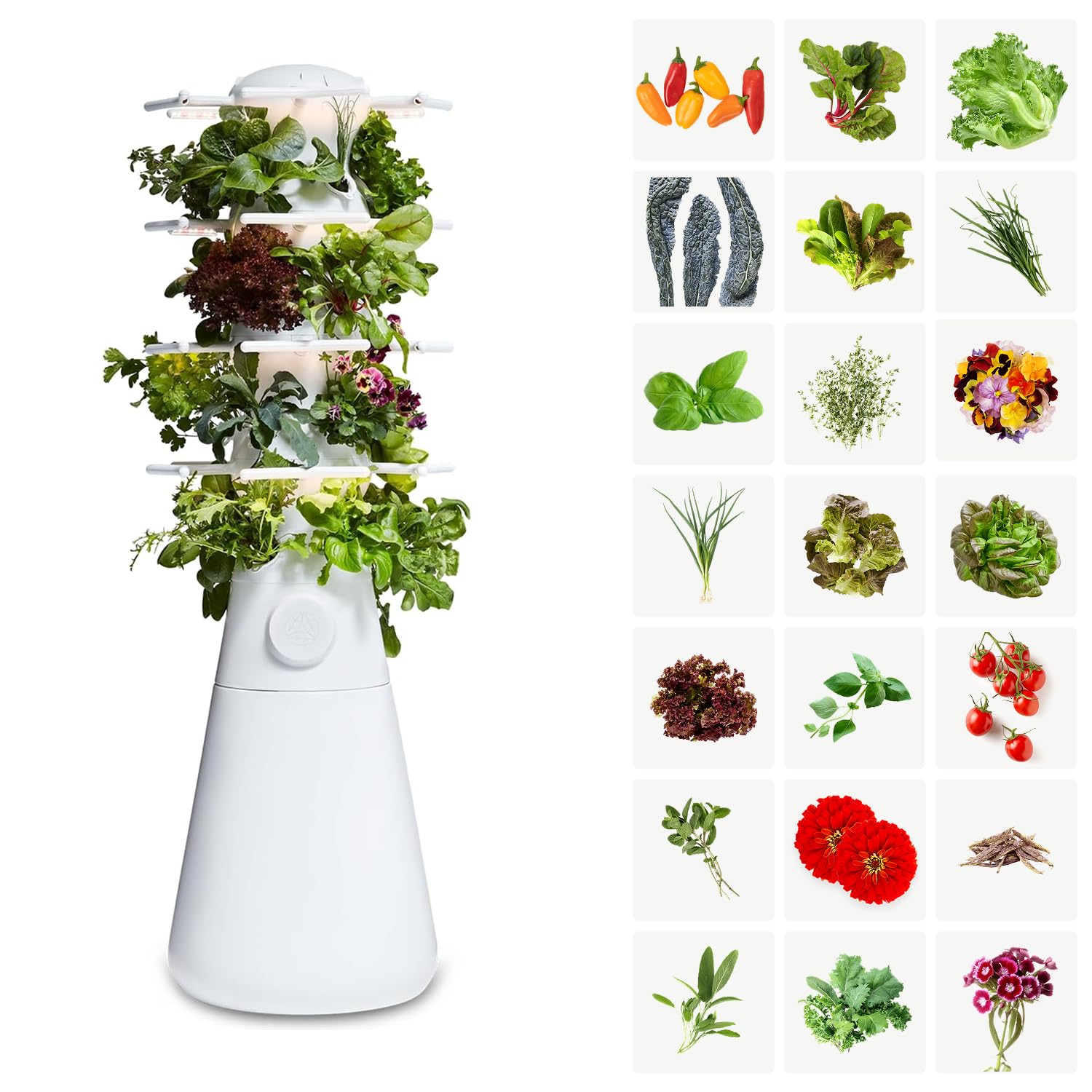 Lettuce Grow Farmstand Nook Système hydroponique de 20 plantes | Tour de jardinière verticale d'intérieur auto-arrosage avec pompe, sans BPA, qualité alimentaire, 1,2 m 17,8 cm | Fabriqué aux