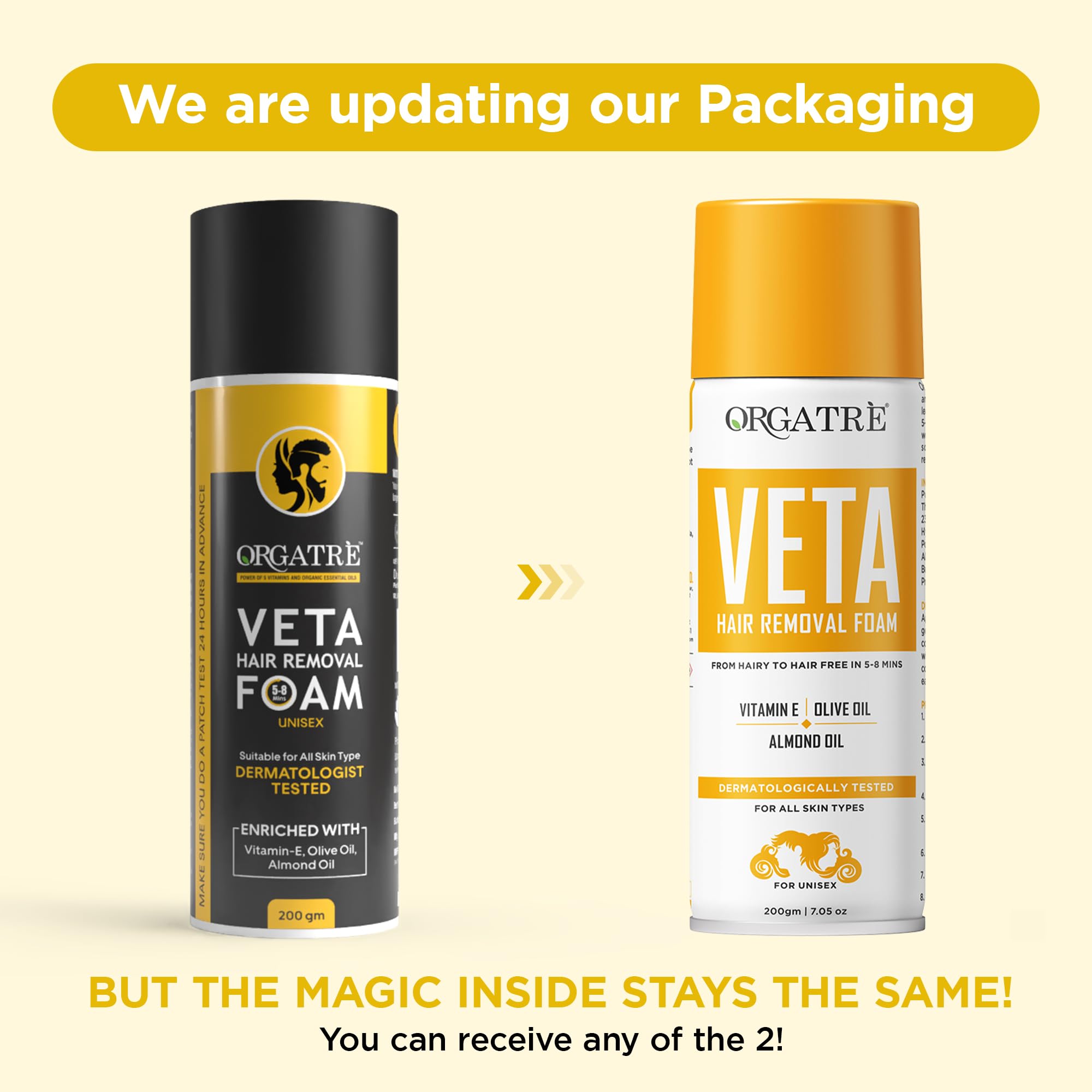 Orgatre Veta Hair Removal Foam Wash For Men & Women | Painless Body Hair Removal Spray For Chest, Back, Legs & Under Arms| Hair Removal Cream Spray - 200 Gm - Image 2 thumbnail