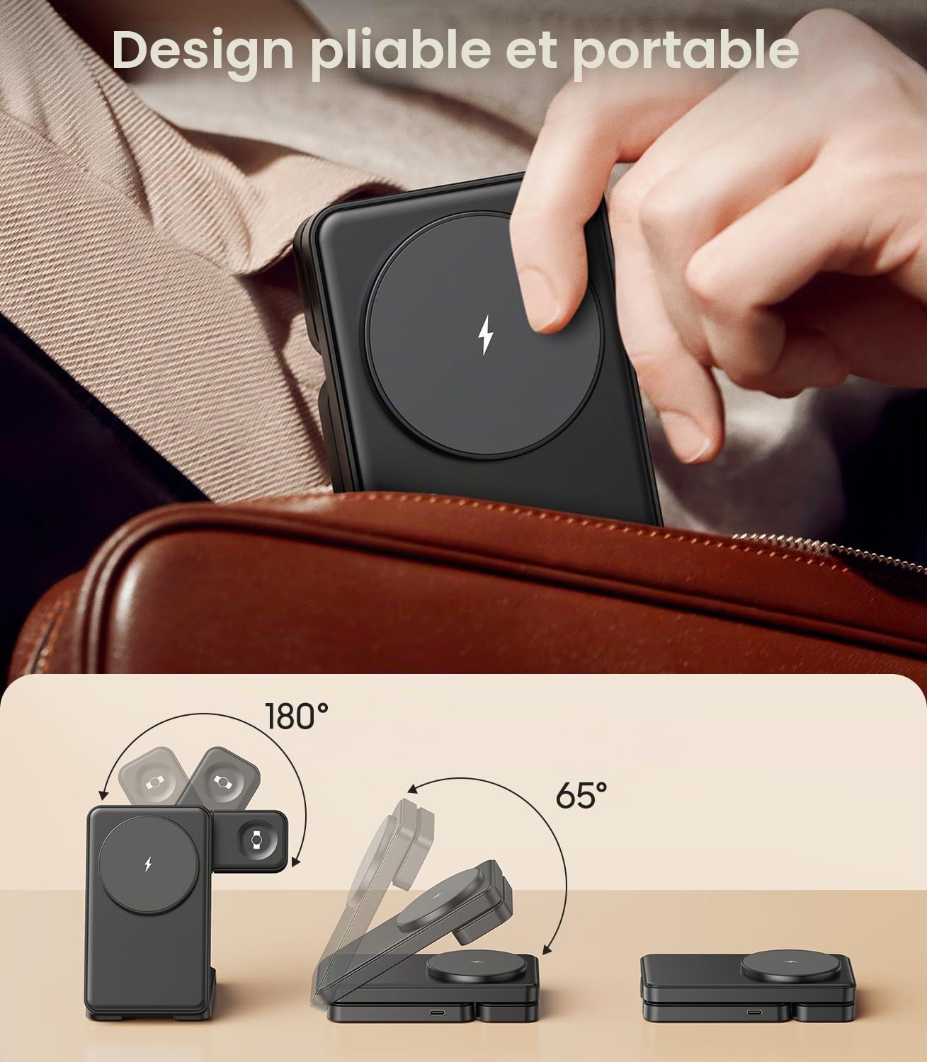 Chargeur sans fil magnétique pliable 3 en 1 pour Samsung, station de charge rapide Mag-Safe pour Galaxy S26 S25 S24 S23 Ultra Plus/Z Fold/Flip 8/7/6, Galaxy Watch Ultra/8/7/6/5/Pro, Galaxy Buds/Pro
