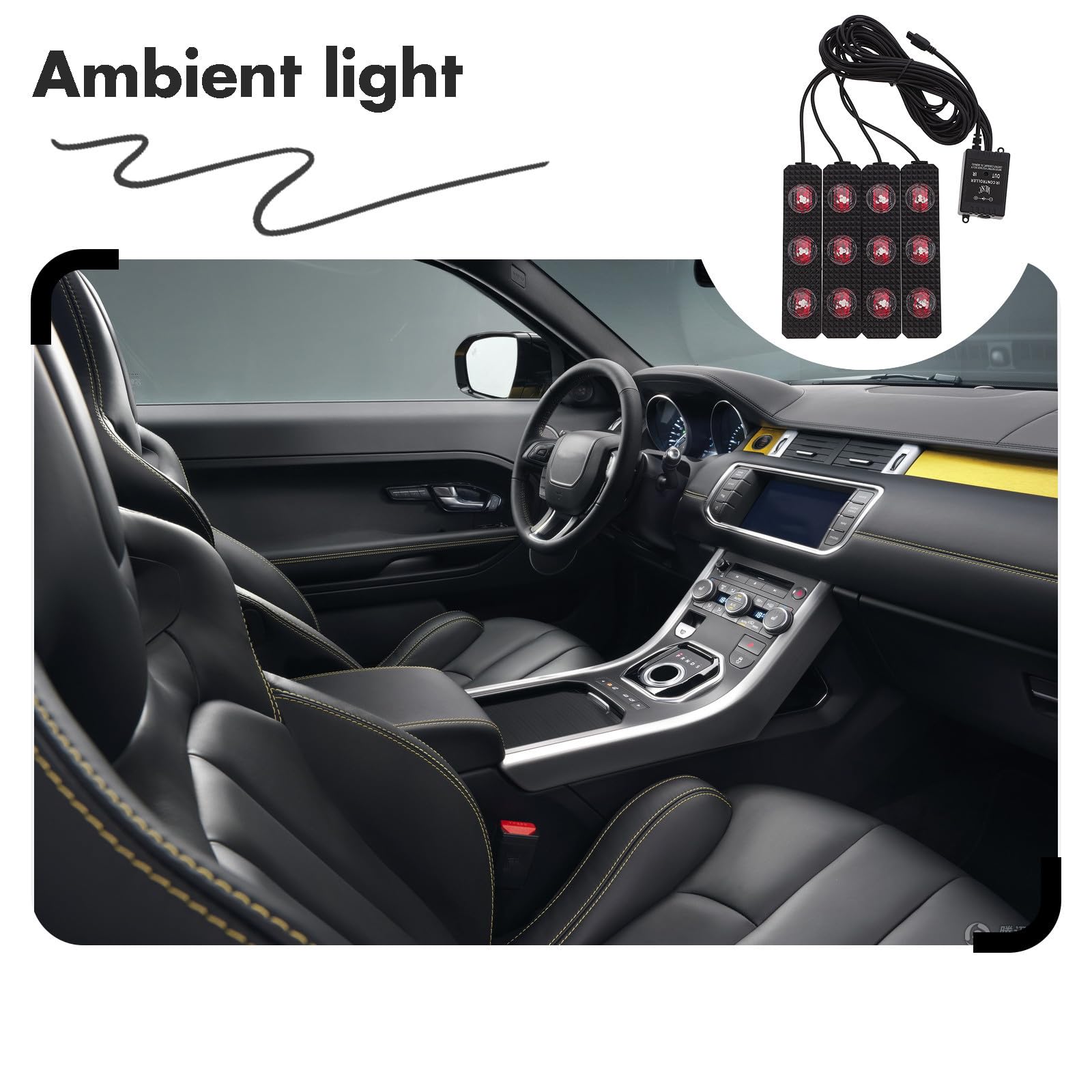 COLLBATH Luces LED Interiores para Coche Conexión USB y Material PVC Negro, Iluminación Ambiental para Decoración y Modificación del Interior del Automóvil
