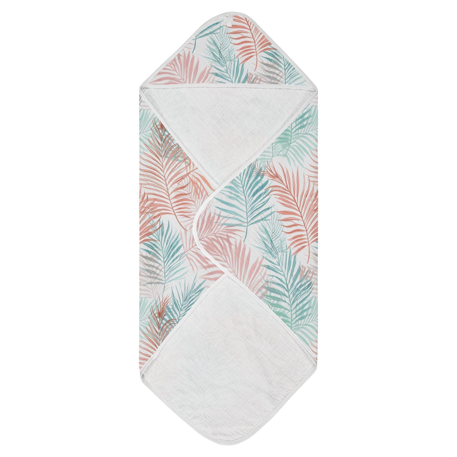 Msyxl Tropical Palm Leaf Hooded Towel - Ultra Soft & Absorbent Muslin Cotton Bath Towel for Babies, Toddlers, Newborn - Boys & Girls Essential 35