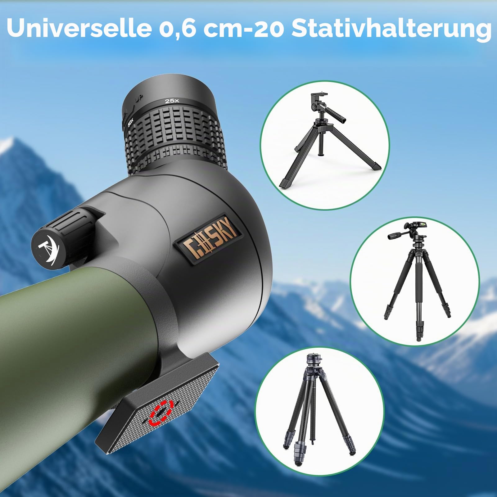 Gosky Flagship 25–75 x 80 cm Spektiv – Spektiv mit Stativ, Tragetasche und Schnell-Telefonhalterung, BAK4 wasserdichtes Spotterfernrohr für Vogelbeobachtung, Zielschießen, verbesserte Version