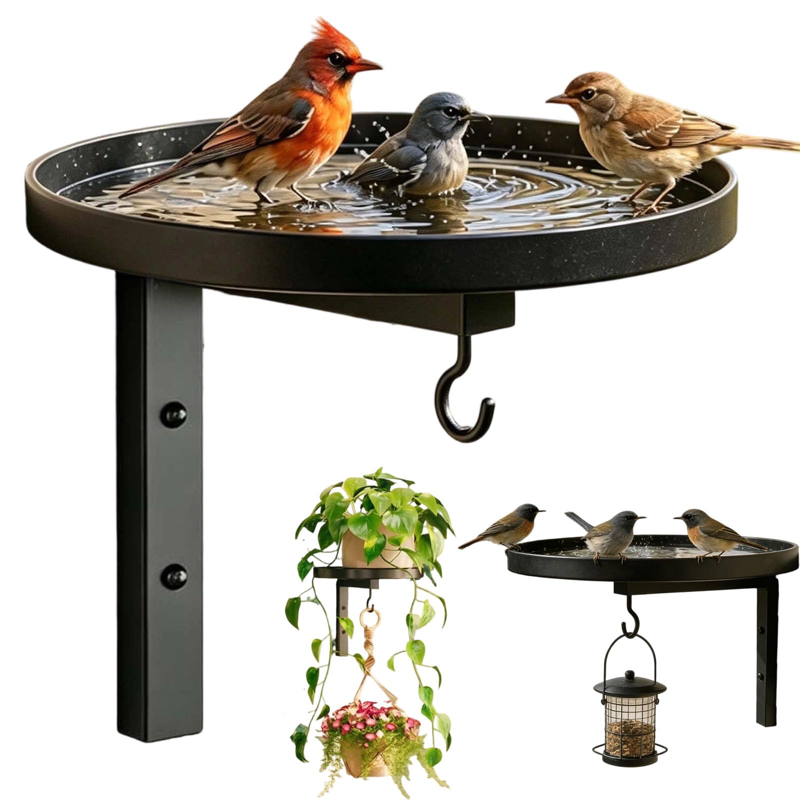 Vintage Metal Wall-Mounted Bird Bath Feeder With Hook, Bird Water Feeder With Rust-Resistant Coating, Easy To Clean, Perfect For Gardens, Balconies, Or Patios – Rustic Outdoor Garden Decor (1pc)