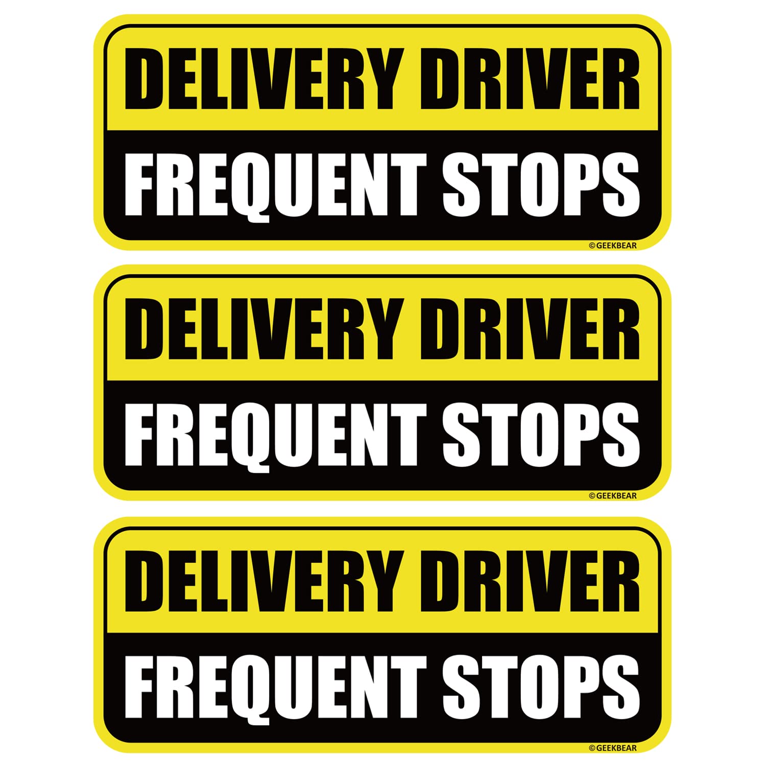 GEEKBEAR Delivery Driver Magnet for Car, Rectangular, 3 Pack (Yellow/Black)