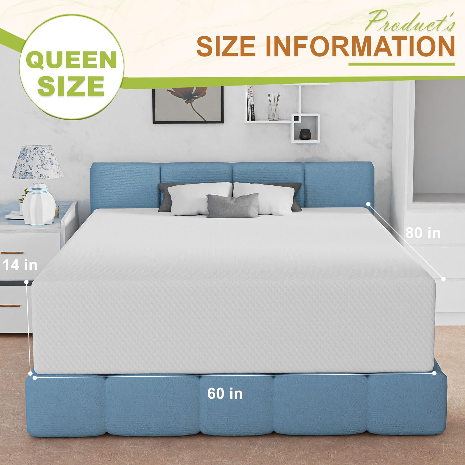 Amazon.com: 14 Inch Queen Mattress, Gel Memory Foam Queen Size